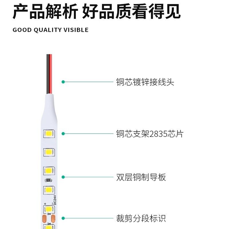 缓亮缓灭柜子家用24v低压led灯带客厅吊顶氛围灯变压器自粘超亮