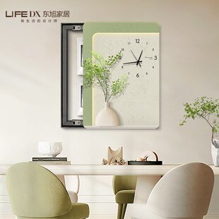 奶油风电表箱装 免打孔绿植配电箱遮挡电闸盒挂画 饰画钟表挂墙竖款