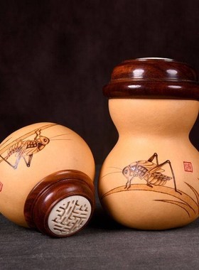 葫仙葫芦手工烙烫画蟋蟀蛐蛐葫芦叫罐笼子竹蛉葫芦摆件鸣虫具把件