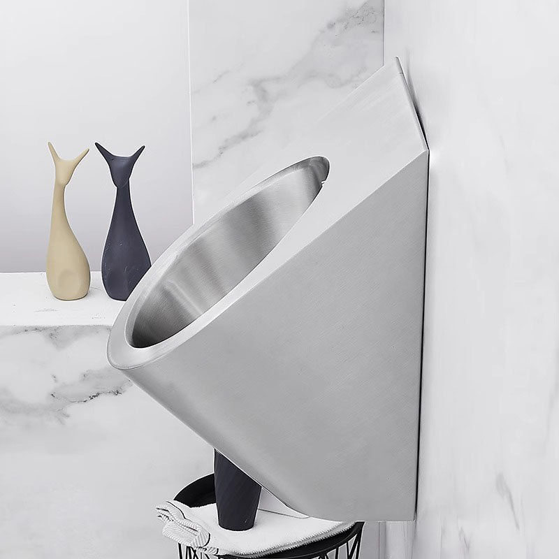 30不锈钢一体小便斗壁挂式小便器下水管墙排防臭冲水感应配件