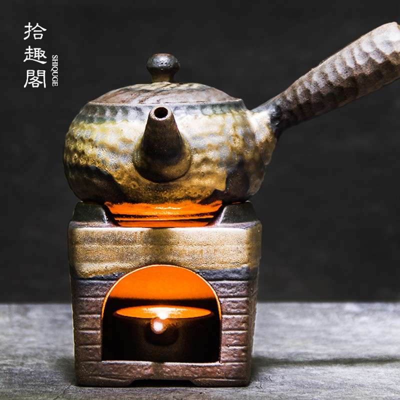手工粗陶温茶器陶瓷煮茶炉仿古茶壶加热底座 暖茶温酒保温小炉子