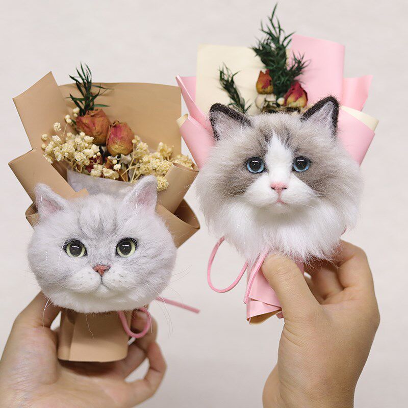 羊毛毡宠物胸针胸花定制猫咪狗婚礼别针戳戳乐diy成品创意礼品