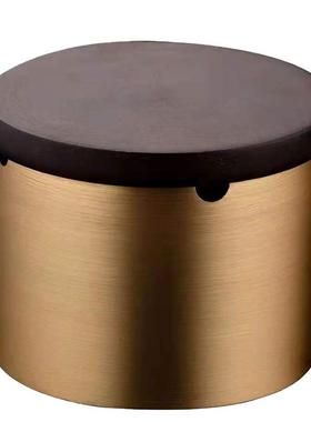 铜木210709-1烟灰灰家新用客厅防缸飞烟缸轻奢办公室摆件有盖中式