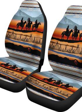 菱座复古规则图案印后排车形椅GVX套非洲元素马坐垫两件套椅花套