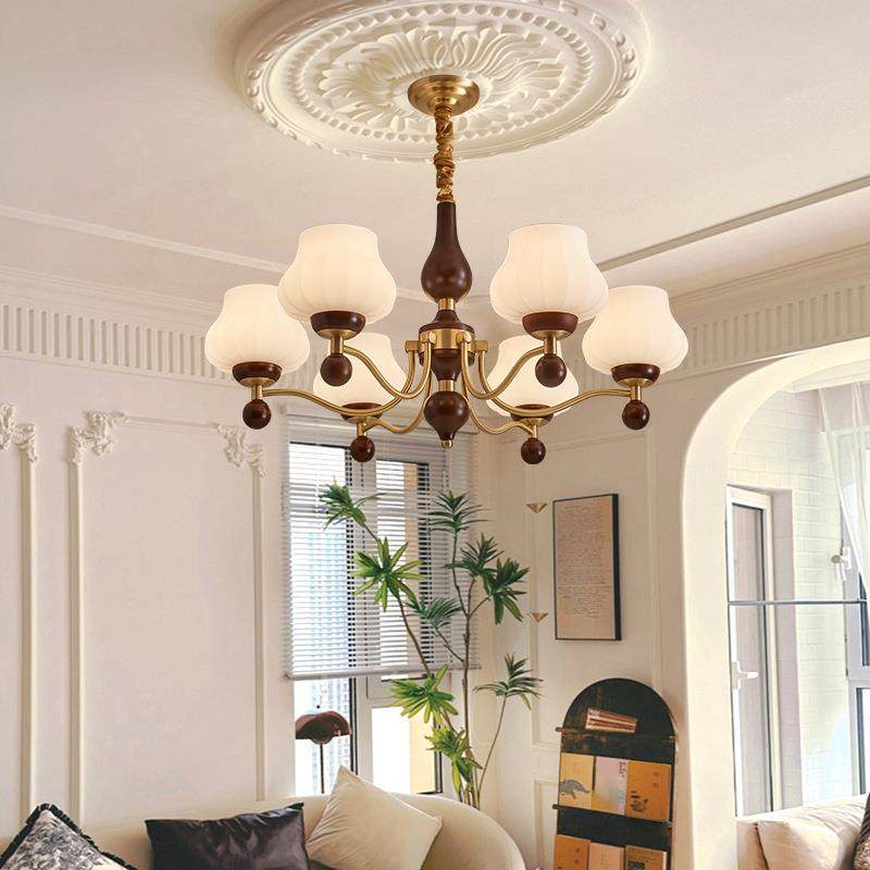 法式中古风美客厅屋大吊灯全铜木家用式复古书32房餐厅全灯具欧实,家装灯饰光源,智能吊灯,淘宝优惠券,粉丝福利购,淘宝优惠卷