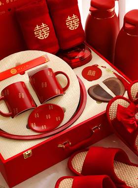 结陪嫁套装婚礼女方新娘出用嫁喜箱F99677MJ套喜盆洗漱备全婚品婚