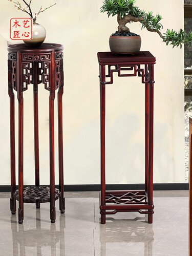 中式花架子实木花几仿古酸枝木客厅盆景架苏作明清落地式花架