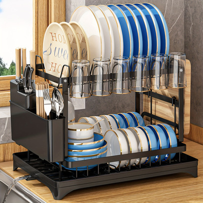 Kitchen Storage Organization 白色餐具架配蓝色点缀多功能