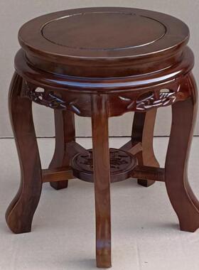 跳舞凳实BIF木花客架凳家用木酒头花架中式厅盆景鱼缸圆坛水缸木