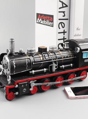 仿真型蒸汽火车头模品铁皮复古式手工6081艺橱窗柜收藏装饰老摆件