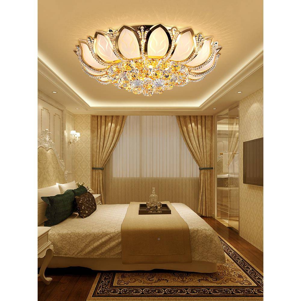 客厅卧灯室水晶吸顶大堂宫殿圆奢形莲花欧式墅现代轻房间LE93872