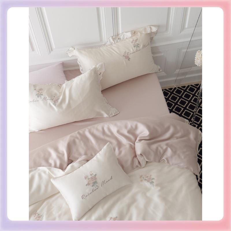 3Y送抱F77MT5J6枕公风清新玫瑰花奥K地利天丝主床上四件套床冰丝