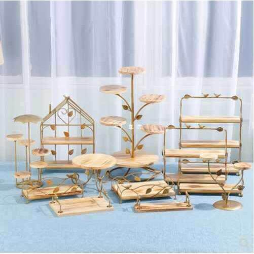 木F87TS8M9质品摆件套装实木多层点心架道蛋糕架婚台庆摆设具甜森