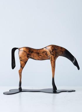 新中式千里摆件客房玄关茶室厅创意LXT微景书马观套装样板间茶具