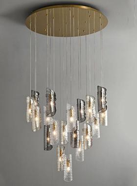 奢玻大轻灯旋转楼梯别璃36313墅客厅卧室书房豪华中空楼l吊oft公