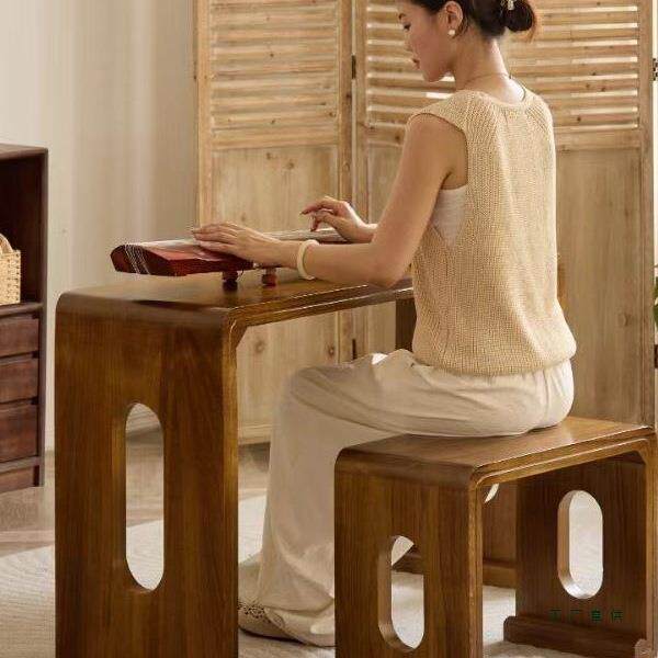 古琴桌凳法985桐木实木琴桌禅意国桌学书桌实木仿古茶烧共鸣古琴