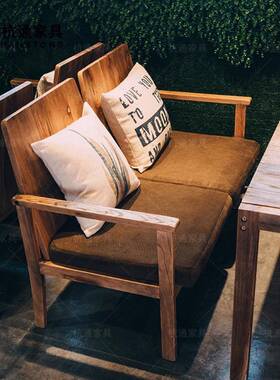 民谣酒卡座桌椅合做旧实木桌椅卡座复古风啡馆厅小酒馆组HT-79咖