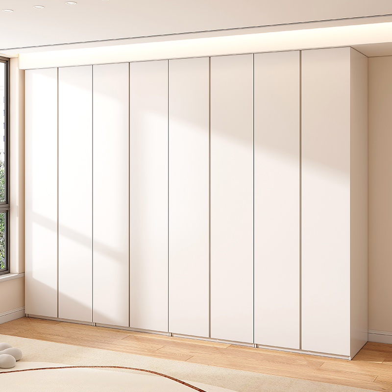 定制E0级实木免拉手衣柜家用卧室内嵌式隐形把手一门到顶六门衣橱