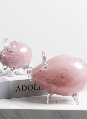 柏梵琉璃动物摆件可爱小猪桌面摆件客厅酒柜儿童房萌趣高级感装饰