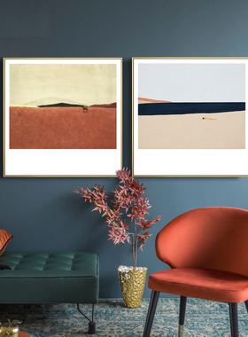 萨拉路吉抽象装饰画现代风景画远山沙漠插画橙色挂画小众客厅壁画