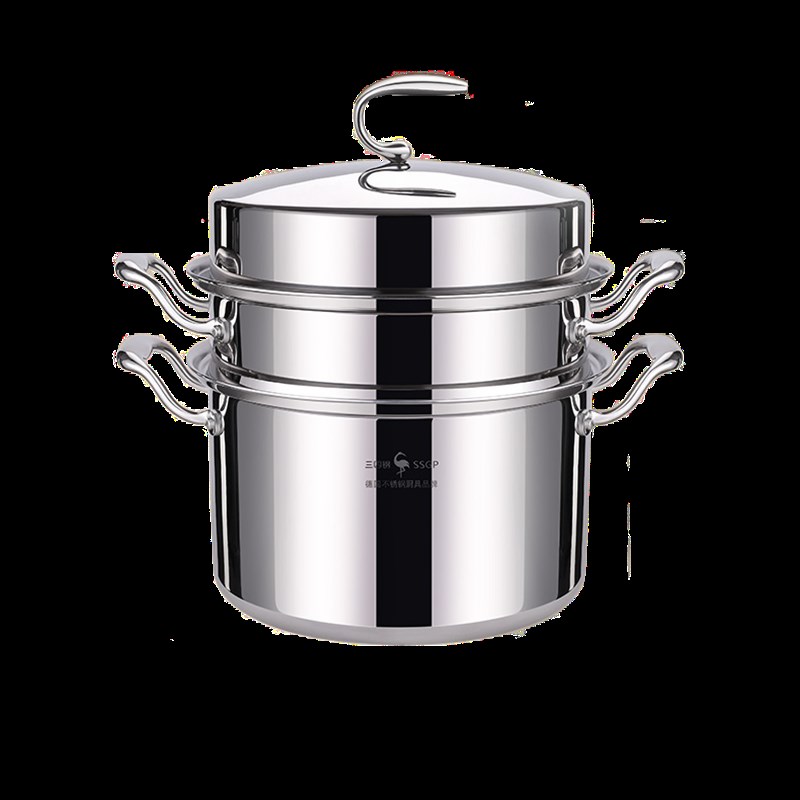 304不锈钢多功能家用大容量蒸锅三层大号多层加厚蒸煮一体C729#