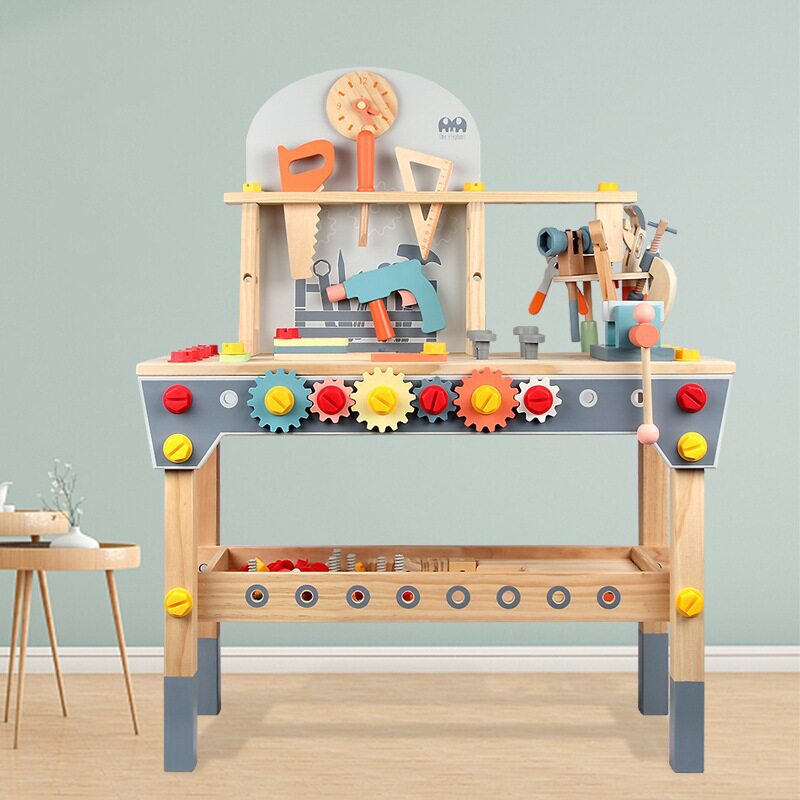 大型新款木制维修工具台儿童动手脑能力锻炼培养益智早教模仿玩具