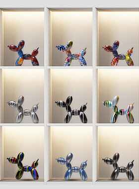 手绘涂鸦树脂气球狗摆件欧式家居酒柜橱窗客厅桌面软装装饰小摆件