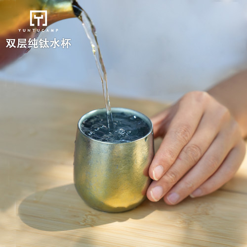 纯钛迷你水杯130ml双层防烫抗菌