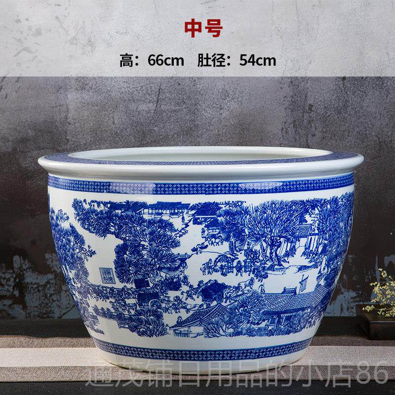正品景德陶瓷鱼大号养金鱼缸睡莲盆荷花缸一米缸大镇水庭缸院造景