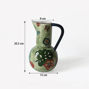 正品田陶瓷花手绘花鸟瓶艺术花现代轻园奢插瓶花花器客厅摆件