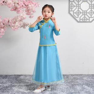 正品儿童中民国文化汉国装服表演服夏季中式朗诵中华女子小学表演