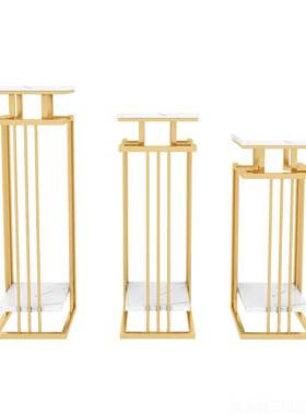 正品新中式奢客理厅落地摆件装饰架 电架视柜旁边置物 轻沙发大石