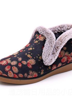 正品老北京布鞋冬季绒棉鞋加厚保女暖老防滑人奶奶鞋加中老年妈妈
