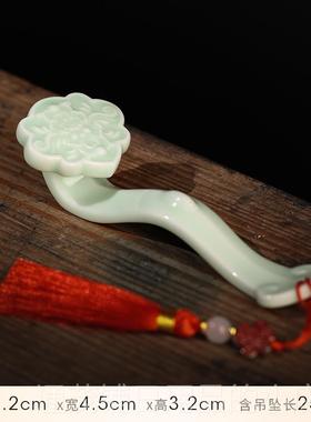 正品创意陶瓷玉如小摆件中式家意桌居客厅书书镇房纸笔架装饰品小