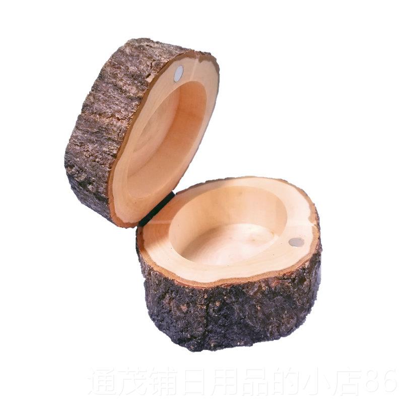 正品创意质微型戒指盒森树钉桩耳盒首饰盒纯手工木头小盒子可木定图片