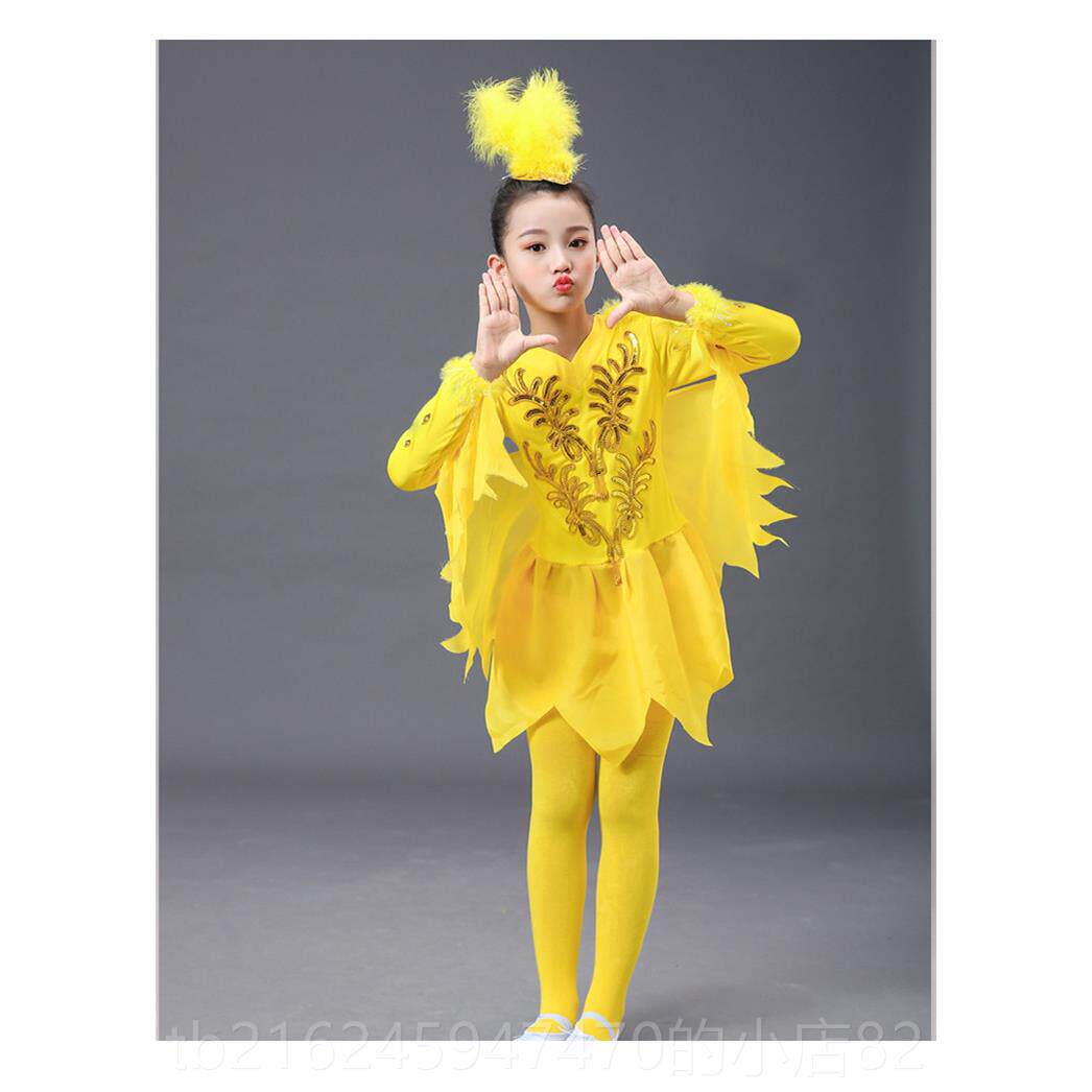 高档舞童小鸟服表演服百灵鸟动物服女童白鸽小鸟演出蹈服饰小儿荷