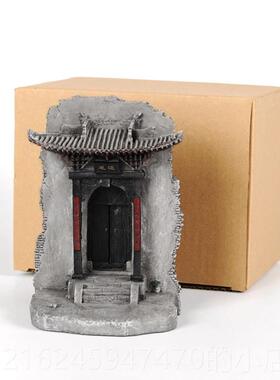 高档创意报山西特色门楼面建筑模造型中式古典桌装饰品摆件微观景