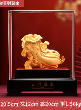 高档OI结MG国金玉满堂绒沙金花瓶中式摆客厅酒柜装饰件品乔迁英婚