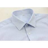 高档男士 店行职业正工作服衬衣免熨 酒装 白底细蓝银色条纹衬长衫 袖