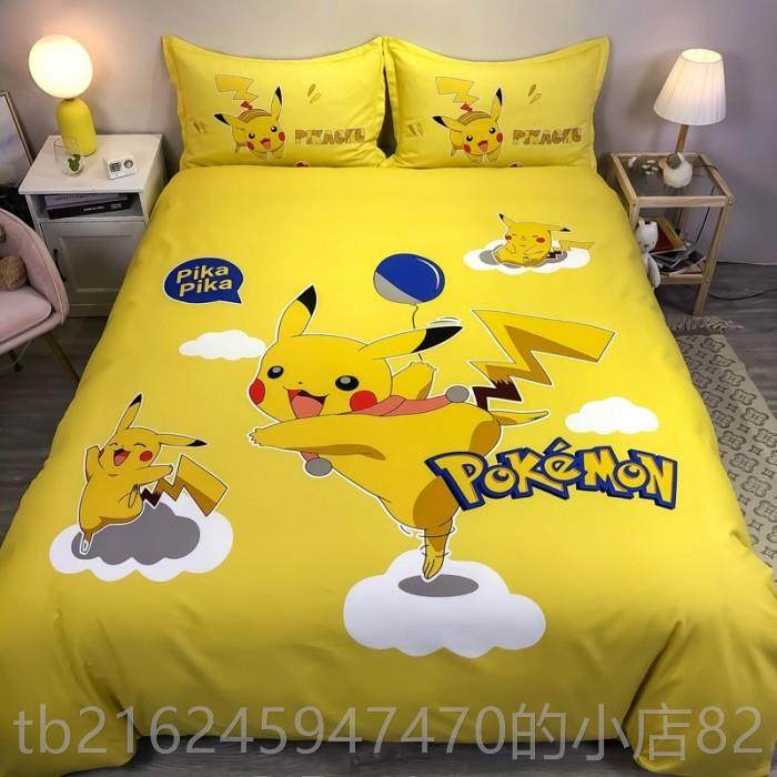 高档卡通全棉上件套男四床女孩童儿可爱独角兽100%纯棉被套床单三