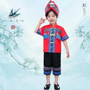 高档新款男女童布依族表演服幼合唱演出儿服舞服蹈装少数民族风特