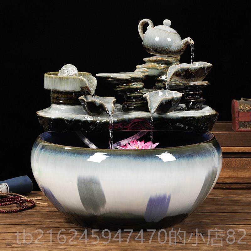 高档陶景德镇瓷鱼缸大号养鱼盆乌缸家泉用流龟水喷客厅金鱼缸造景,宠物/宠物食品及用品,桌面缸,淘宝优惠券,粉丝福利购,淘宝优惠卷