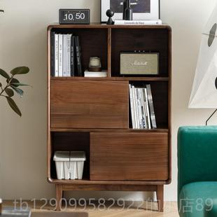 正品天然北黑胡桃木实美木落地书柜书架书橱原梦木|展示柜储物柜