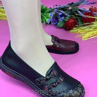正品冬季北京布鞋老妈棉鞋加跟绒保暖防滑皮鞋女中老年靴子平女短