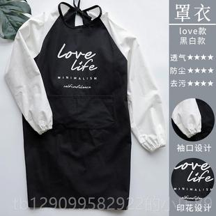 正品 防水厨防油成人作服202 围裙女高档罩工衣3大人纯棉家用房长袖