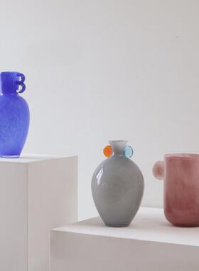 法式中玻璃花瓶摆件轻高级感古复古艺关术HW24-08摆设高奢档客厅