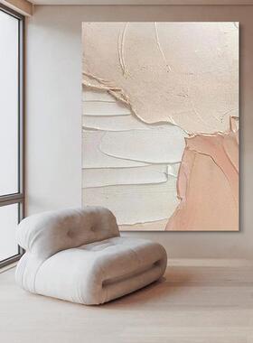纯手绘油画高象客法厅抽简约装饰20231117画式奶油风级感落地背景