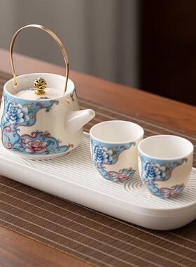 茶具厂家销白功夫29850茶具整套瓷盖功夫茶具简约家用水储干泡托