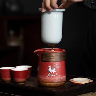 粗陶宫墙红古功夫旅套ltao7079行茶具快客复杯小装便便携包携式一