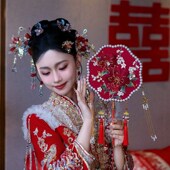 团扇新娘结婚diy材料秀禾喜扇婚扇中式 扇子成品高级新婚出嫁双面